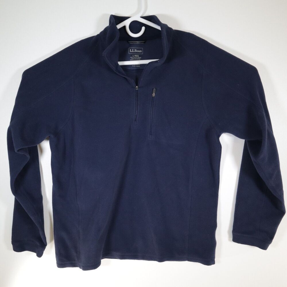 LL Bean Mens Size Large Navy Blue Fleece Long Sleeve Full Zip Jacket